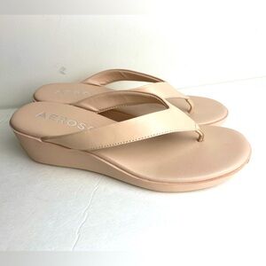 Aerosoles Womens Isha Pink thong Wedge Slides Thong Sandals Shoes size9